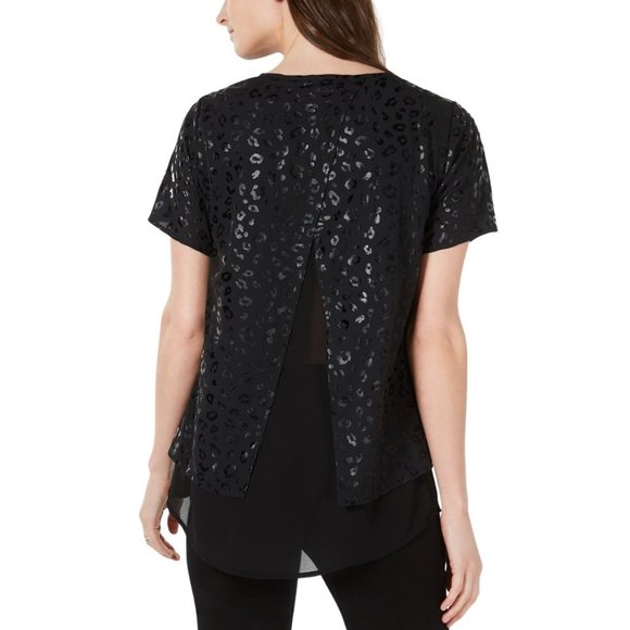 MICHAEL Michael Kors Leopard Print Split-Back Top - Picture 2 of 3